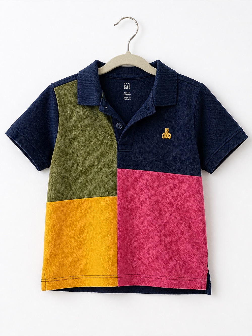 GAP Kids Colorblock Polo in Navy, Olive, Gold & Raspberry